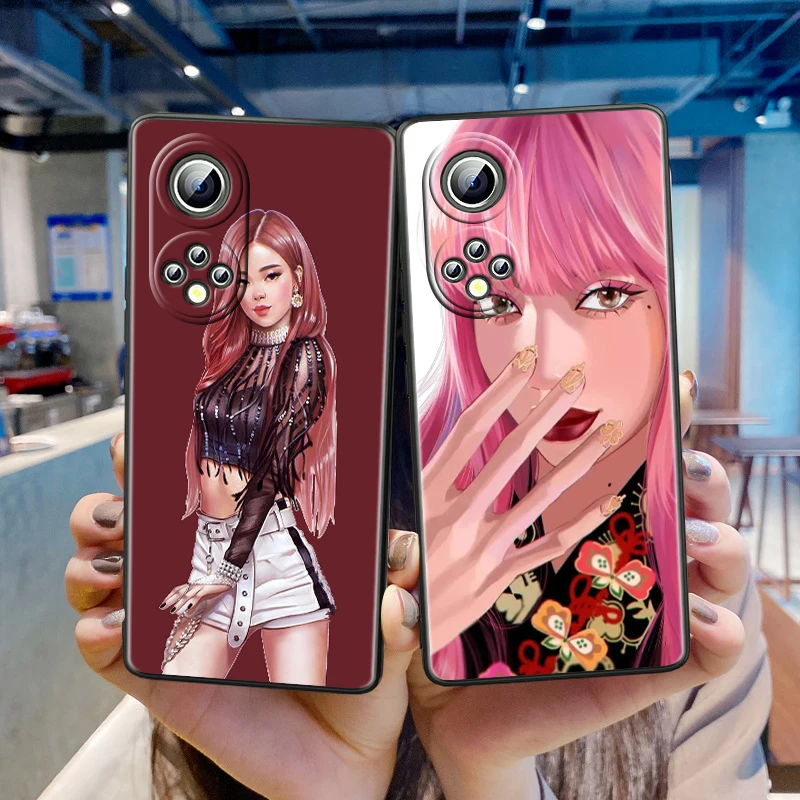 

Pretty Girl Group Pink For Honor 60 50 Pro X20 SE V30 Magic3 Play 5T 5G 30 Lite X30i 30S Soft Black Phone Coque Fundas