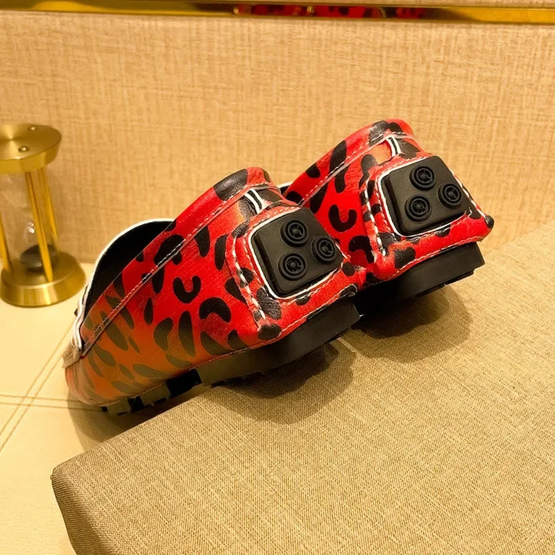 Мужские мокасины с красным леопардовым принтом большой размер 46 47 48 молодежная