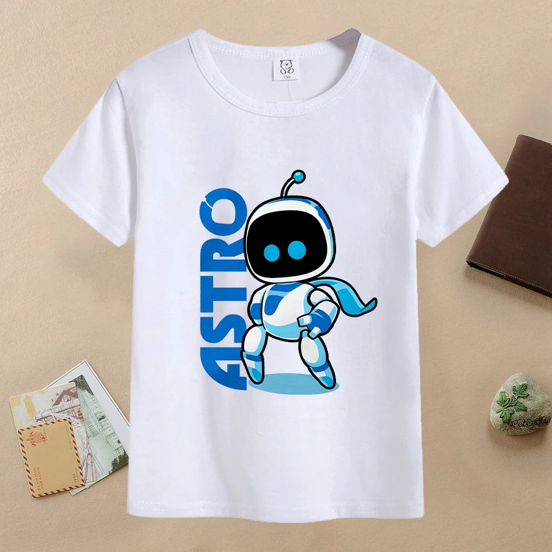 Фото Новые футболки Astrobotes для детей, футболка с рисунком Kawaii Cartoon Figure, повседневные спортивные топы с короткими рукавами для мальчиков, детская одежда №5