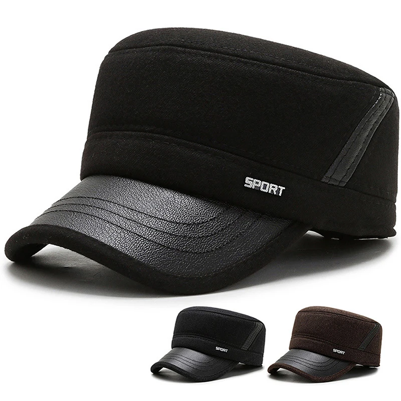 

Winter Ears Protected Men Cotton Patchwork Baseball Cap Women Thick Flat Snapback Sunhat Outdoor Hip Hop Baseball Hat Elder