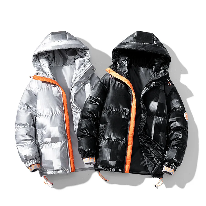 Mens Fashion Color blocking Winter Punk Hooded Jacket Outdoor Cold Proof Warm Sports Cotton Padded Clothes  Plus Size Clothes