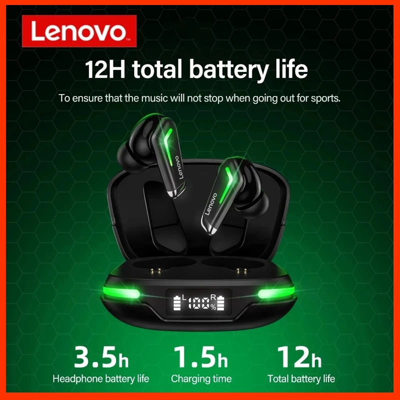 

Lenovo GM3 Bluetooth Headphone Wireless Headset With Digital Display TWS Low Latency Gaming Earphone Noise Cancelling Earbud