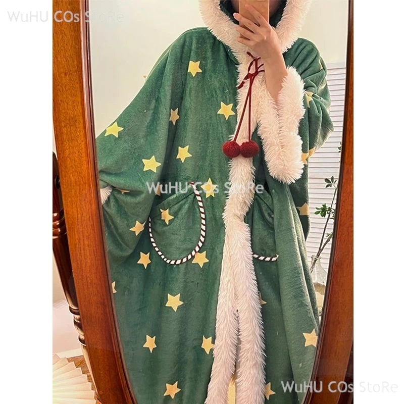 Новинка 2024 осенне-зимняя пижама зимняя накидка для девочек рождественская