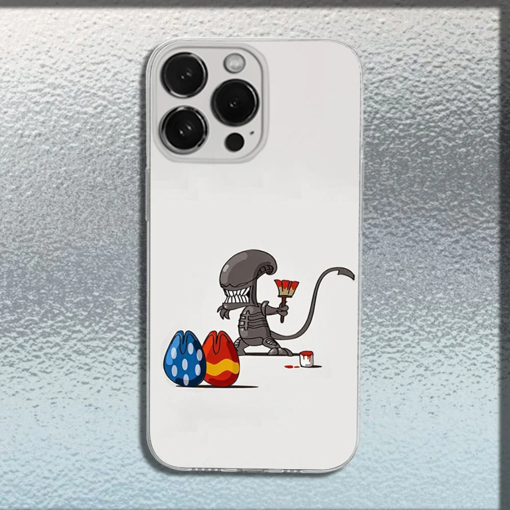 Чехол для телефона Funny A-Alien Xenomorph iPhone 16 15 14 13 12 11 Plus Pro Max XR XS X SE мини-прозрачный