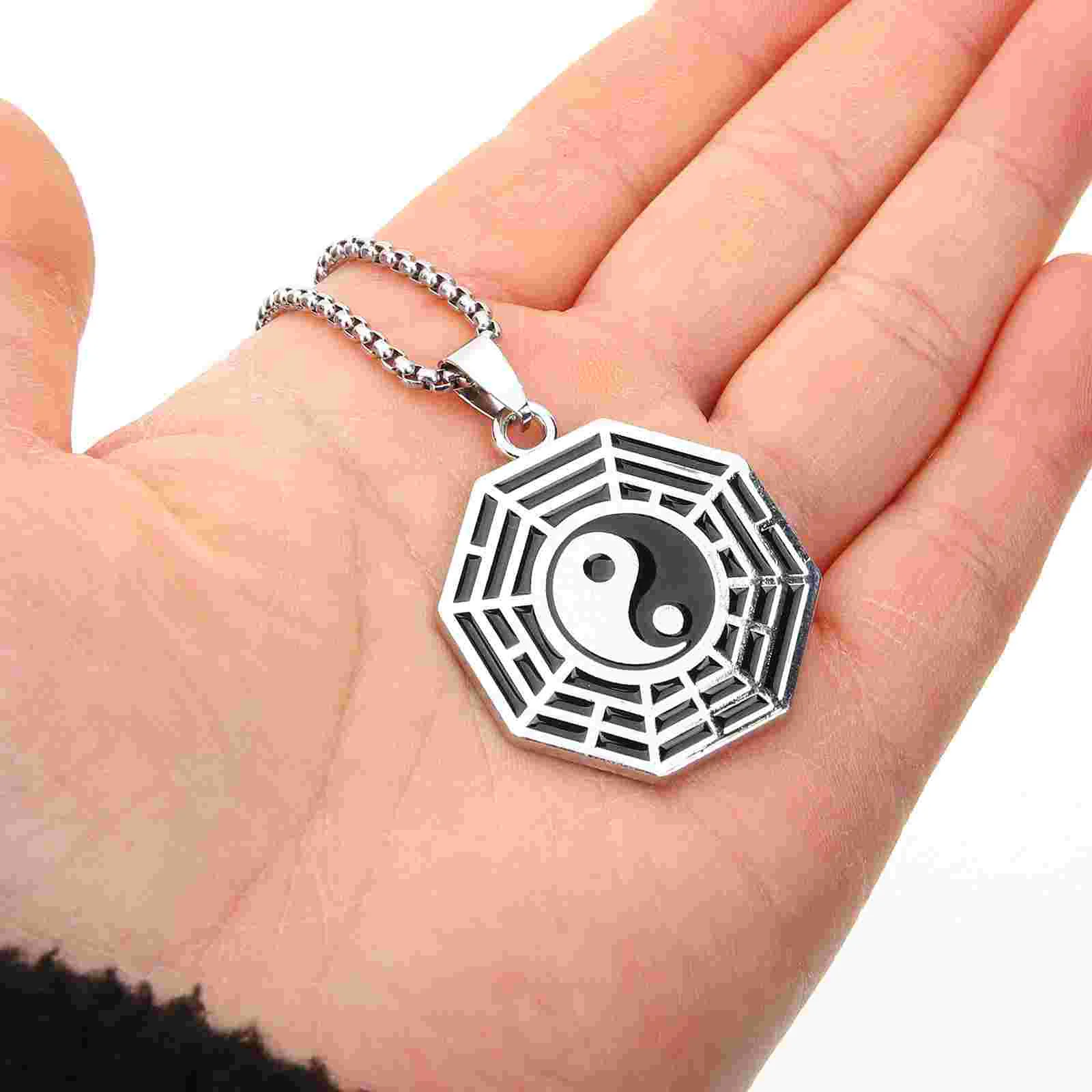 

Yin Yang Pendant Necklace Tai Chi Compass Necklace Long Sweater Chain Necklace