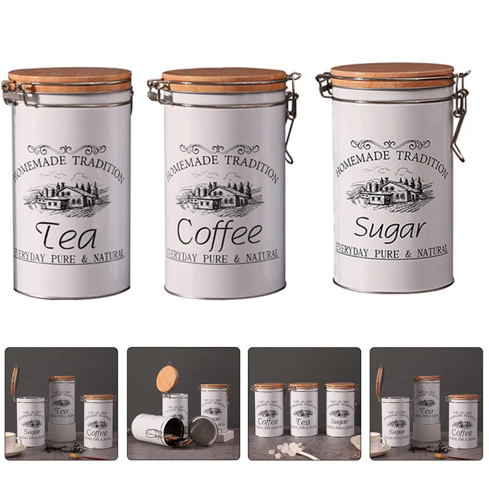 

Canister Tea Metal Coffee Storage Tin Jar Kitchen Container Tins Box Food Cookie Jars Sugar Set Empty Tinplate Candy Canisters