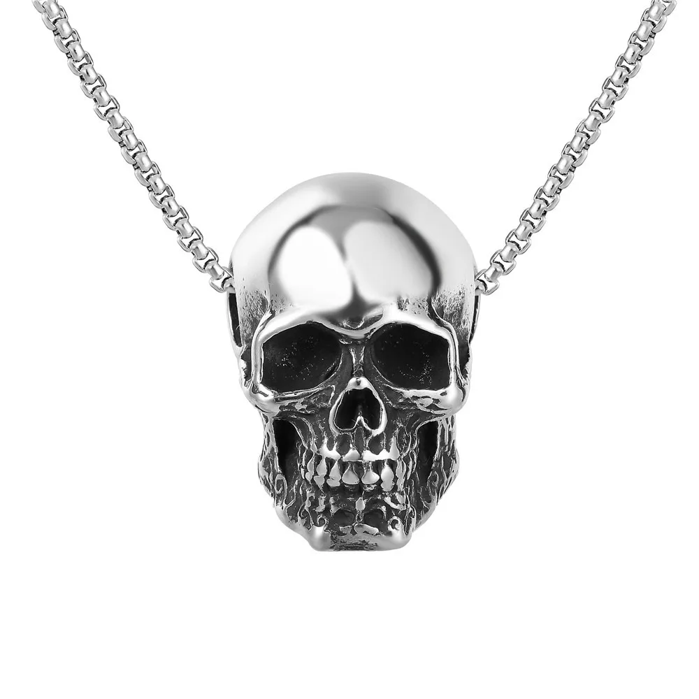 

Megin D Stainless Steel Titanium Ins Simple Skull Pendant Hip Hop Punk Collar Chains Necklace for Men Women Couple Gift Jewelry