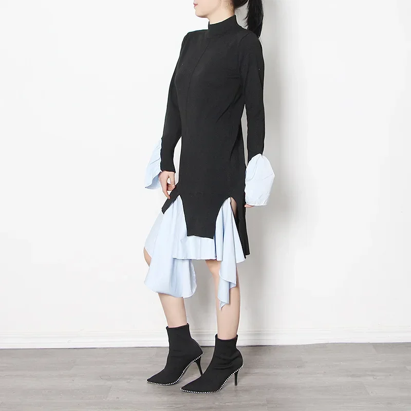 Элегантная женская трикотажная юбка осень 2023 новое свободное платье средней