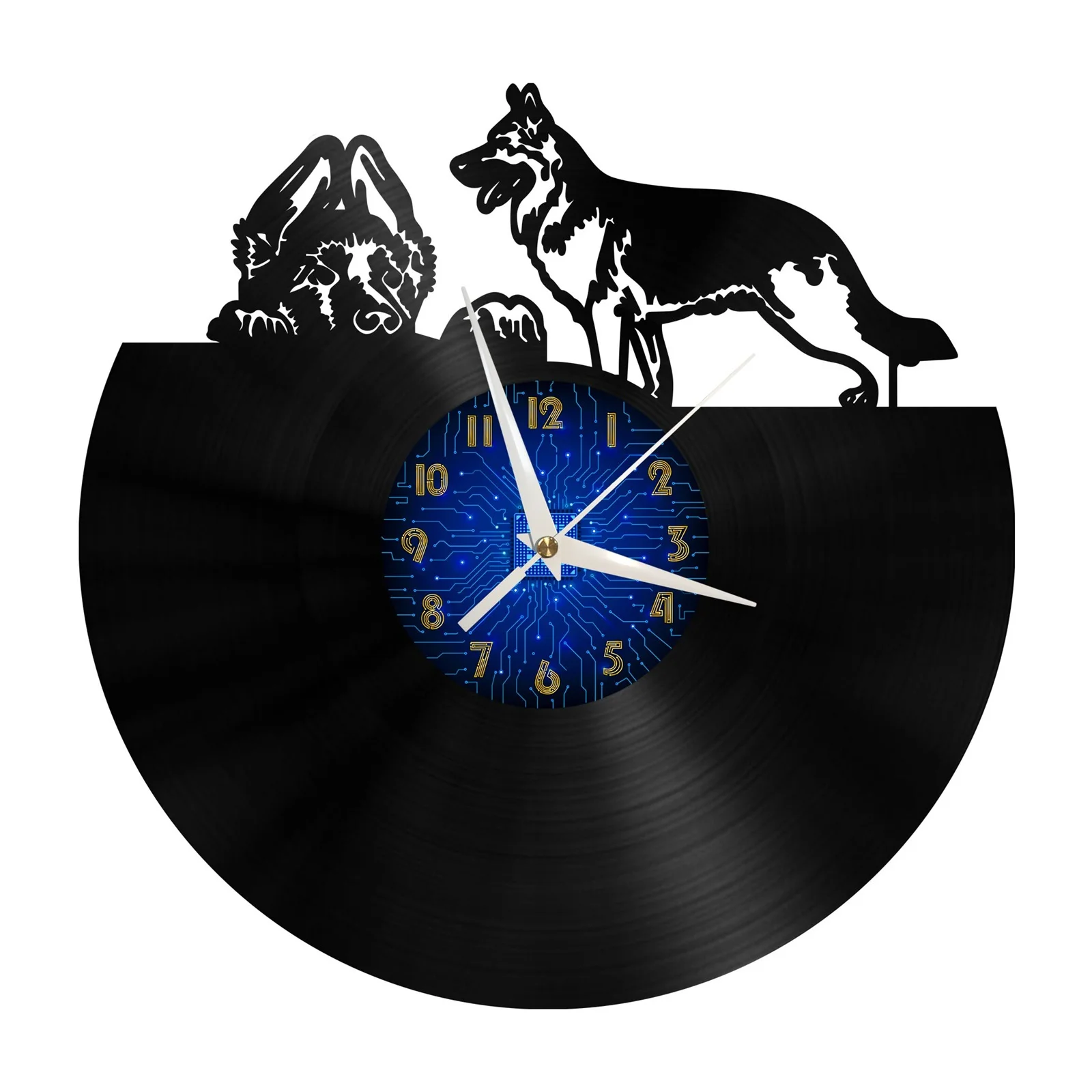 

Cute german shepherd dogs Vinyl Record Wall Clock for Kitchen Wall Decor Wall Art