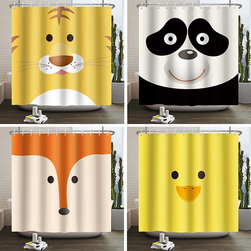 

Cartoon Forest Animals Bathroom Curtains Polyester Funny Cat Dog Printed Home Decor Waterproof Fabric Shower Curtain with Hooks