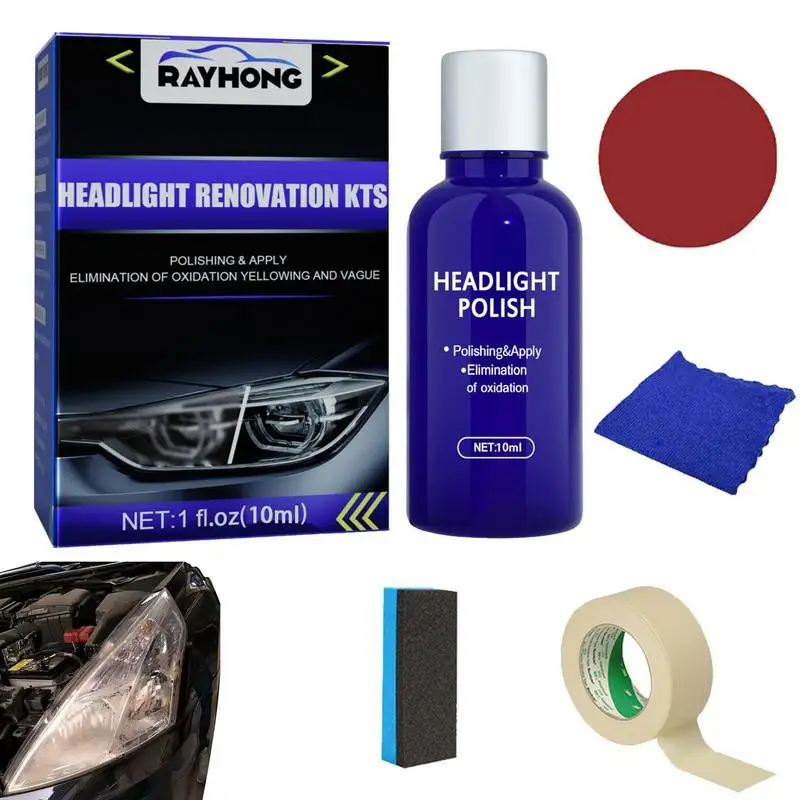 

Headlight Restoration Kit Headlight Cleaner Protects Headlight From Re-Oxidation Includes Sponge And Sandpaper Auto Accessories