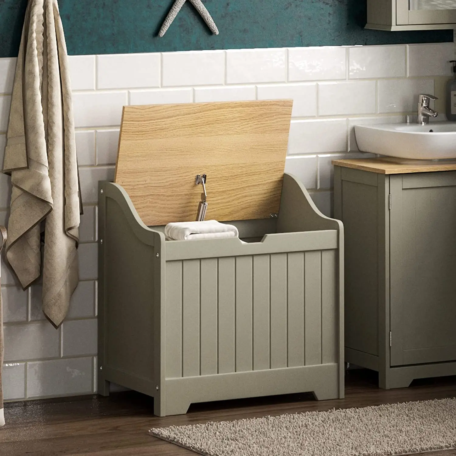 Фото Badezimmer W а также Schrank Lagers Chrank Brustkorb Holzkorb Einheit Mit Bambus Platte Für Badezimmers Chrank №3