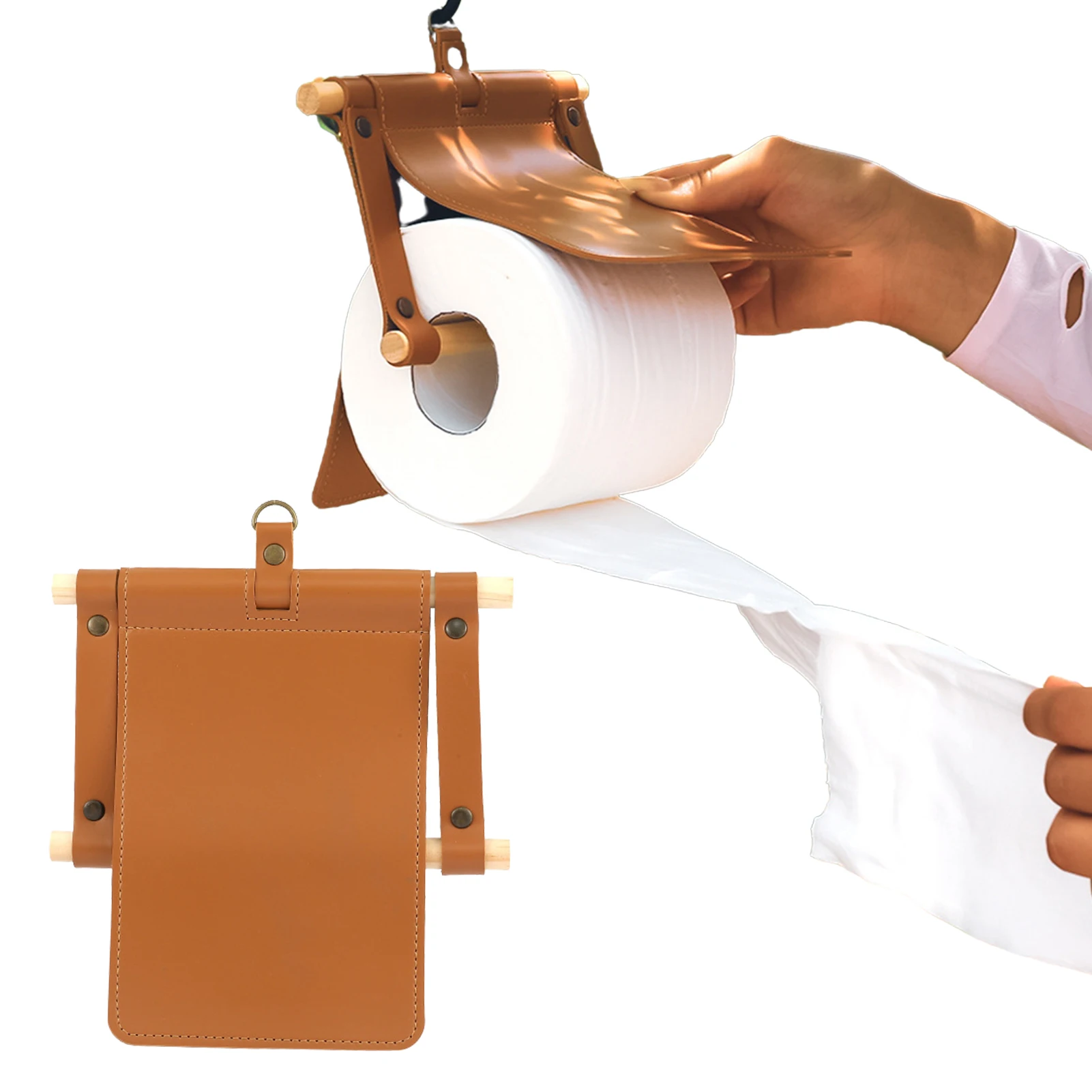 

PU Leather Paper Towel Holder PU Leather Paper Towel Rack For Camping Picnic Innovative Paper Towel Roll Rack For Car Camping