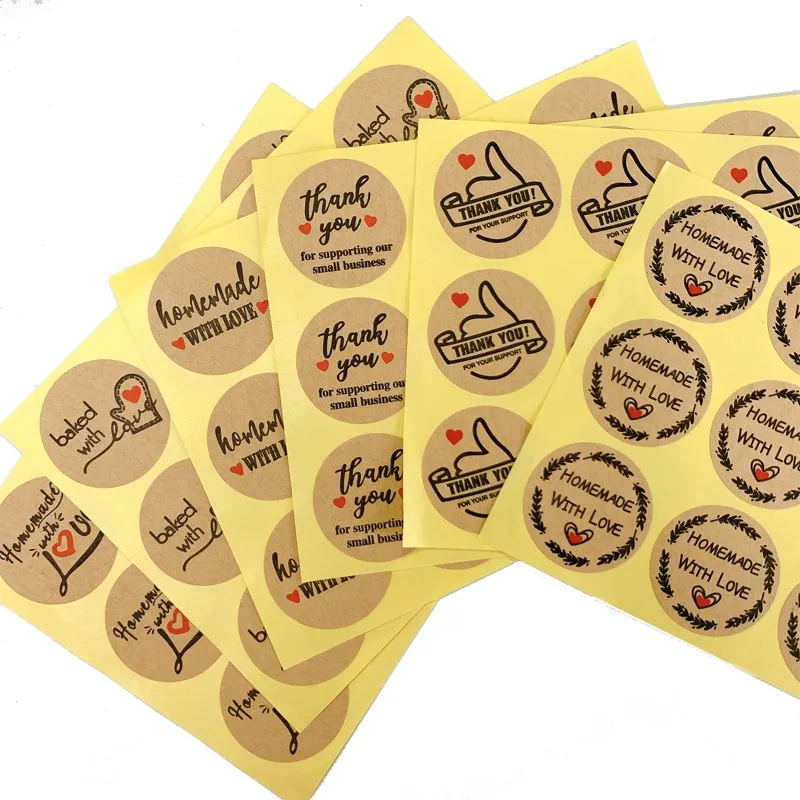 

1000pcs 3.5cm round kraft paper THANK YOU DIY Handmade business decoration food packaging label stationery sealing sticker