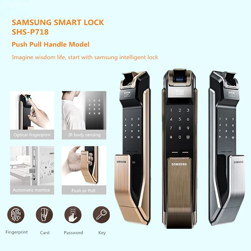 

Push pull cable with smart fingerprint home lock and RFID card verification