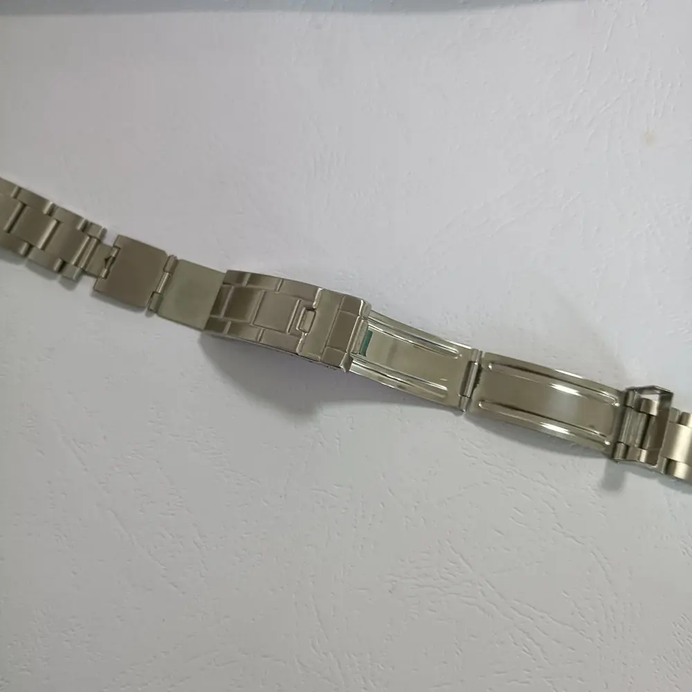 Watch Accessories 20mm Brushed Polish Stainless Steel Oyster Watch Band Curved End Strap Fit For RLX Watch