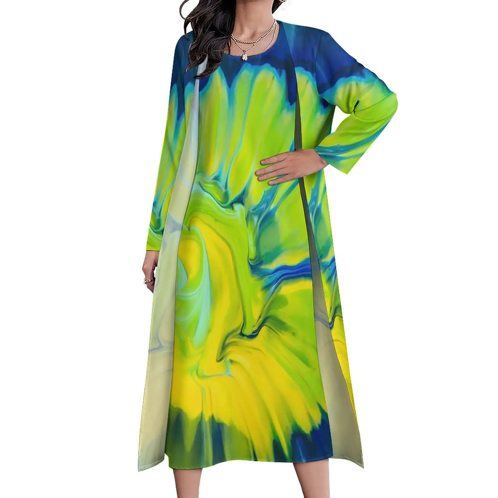 

Tie Dye Print Dress Two Piece Abstract Design Street Fashion Boho Beach Long Dresses Ladies Party Maxi Dress Gift