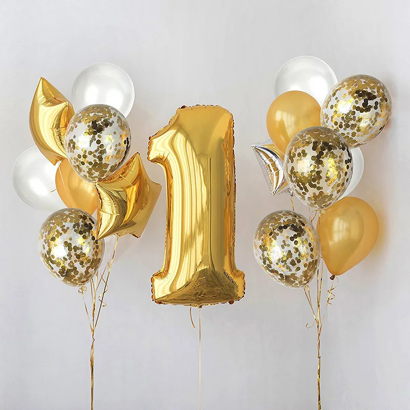 17 шт. украшения для первого дня рождения с золотыми цифрами