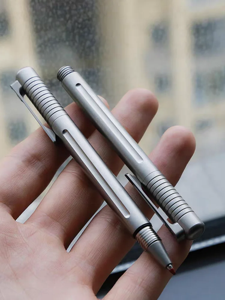 Фото Титановая ручка TC4 EDC, мини-ручка со спиральным поворотом и карманным зажимом, тактическая металлическая шариковая ручка для письма на открытом воздухе и выживания G №5