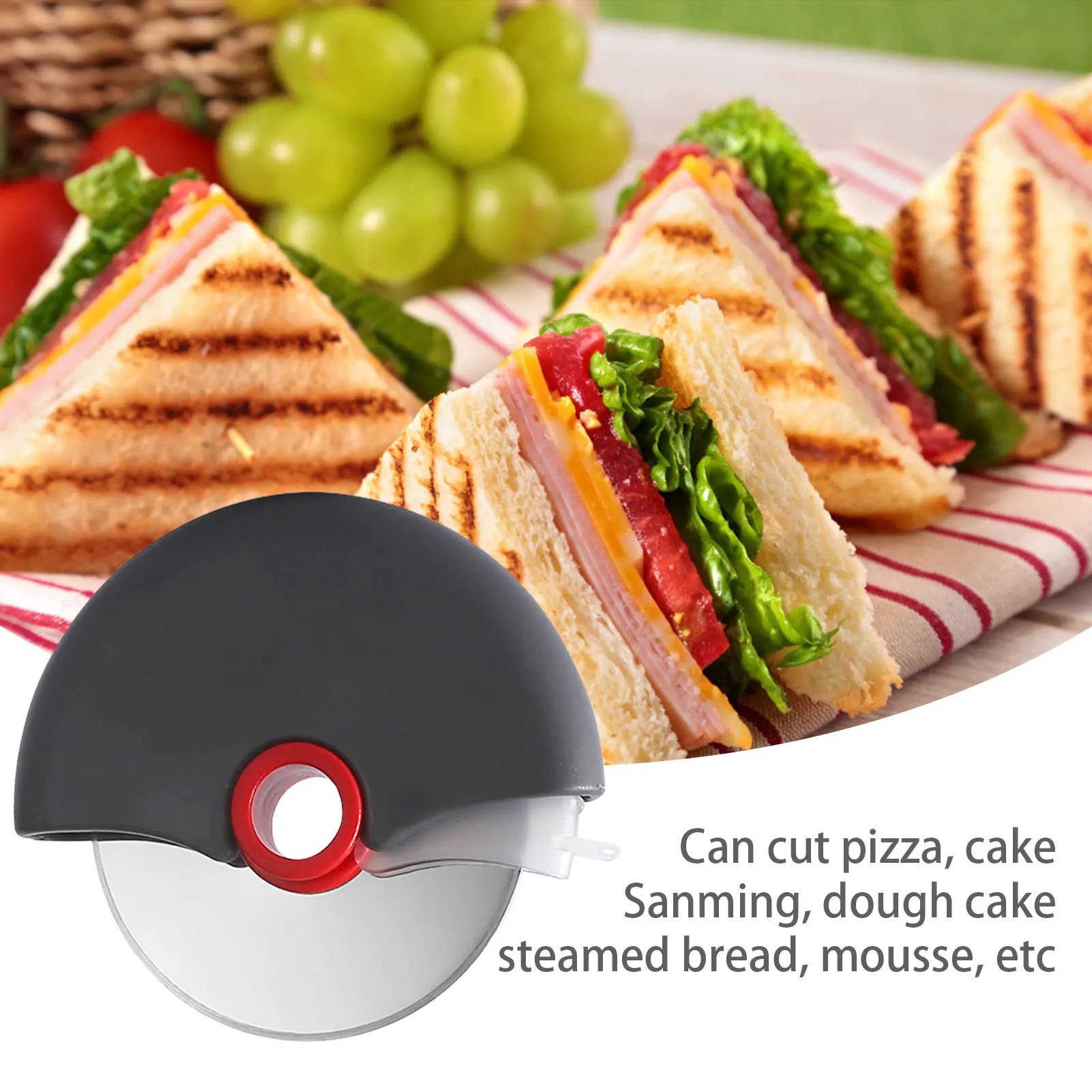 

Pizza Cutter With Cover Stainless Steel Round Wheel Roller Cutter With Protective Blade Guard Cover Removable And Washable Pizza