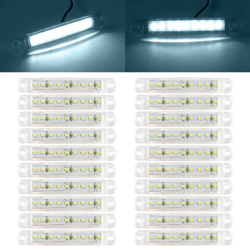 

20Pc Sealed Clear White 9-LED Truck Trailer Lorry Sealed Side Marker Clearance Light Low Led Trailer Light Rear Side