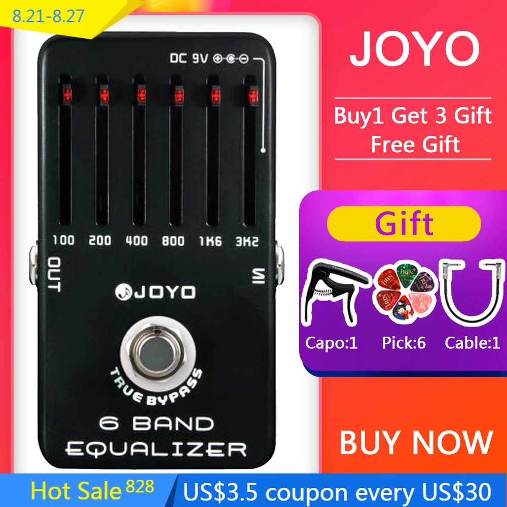 

JOYO Guitar Effect Pedal JF-11 6 Band EQ Graphic Equalizer Guitar Effect Pedal True Bypass Electric Guitar Parts And Accessories