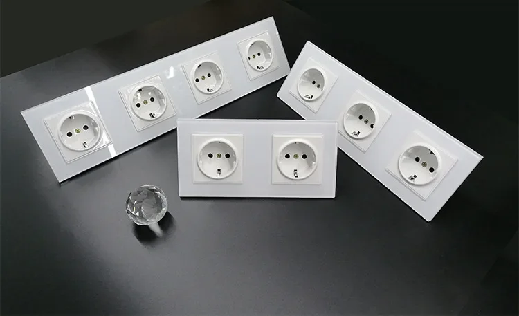 Настенная розетка стандарта ЕС 16 А 220 В пластиковая/стеклянная панель 2/3/4/5