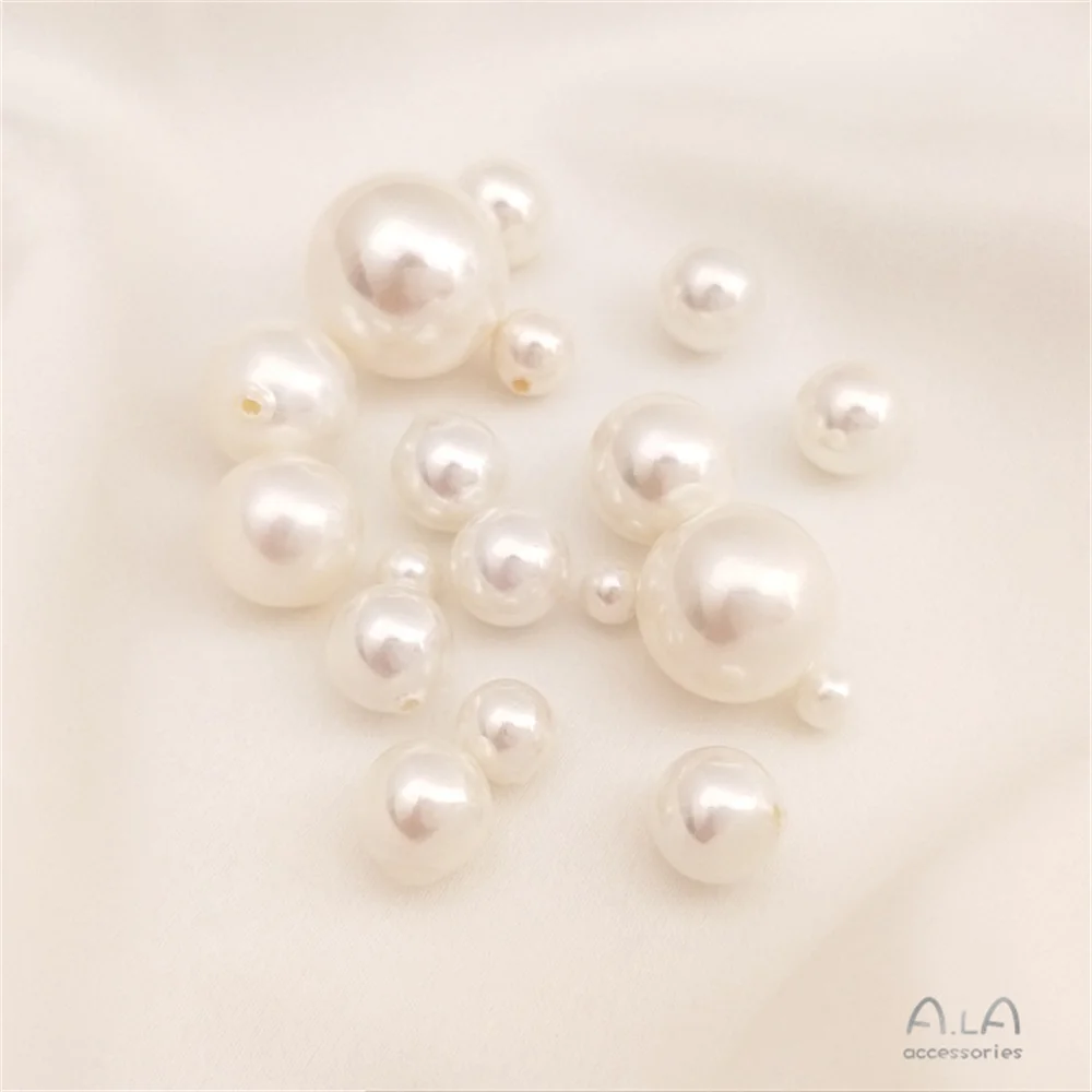 

Semi-hole shell beads DIY hand inlaid loose beads natural shell pearl plating white round beads homemade stud jewelry materials