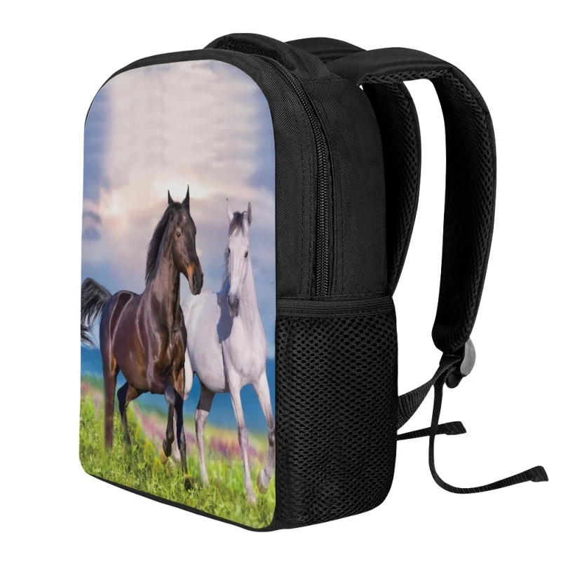Twoheartsgirl Fashion Horse Pattern Kids Backpack Primary Students School Bag with Pencil Cases Hot Game Baby Boy Mini Book Bags