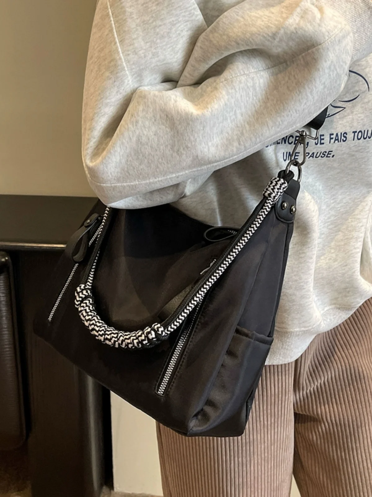 Lizzytsu черные сумки через плечо для женщин повседневные нейлоновые винтажная