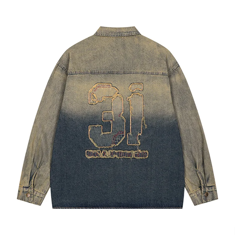 Винтажная джинсовая куртка в американском стиле для мужчин и женщин