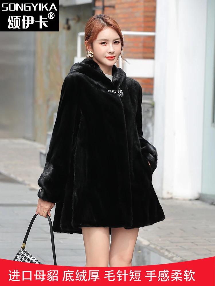 Women real mink coats female mink fur coat genuine long fur coat ladies winter clothes oversize 6xl 5xl 7xl Imitation fur coats