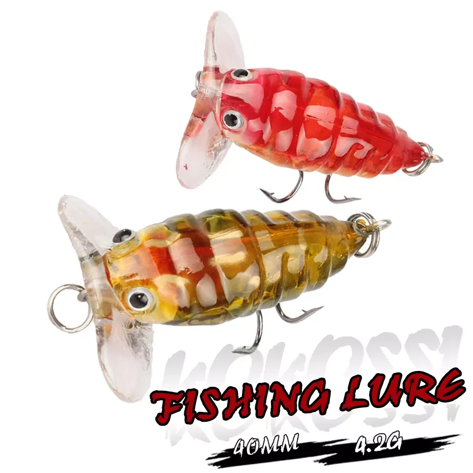 

1PCS 4cm 4.2g Cicada Popper Fishing Lure Japan Topwater 3D Eyes Hard Swim Bait Hook Tackle Lifelike Wobble Fish Lure