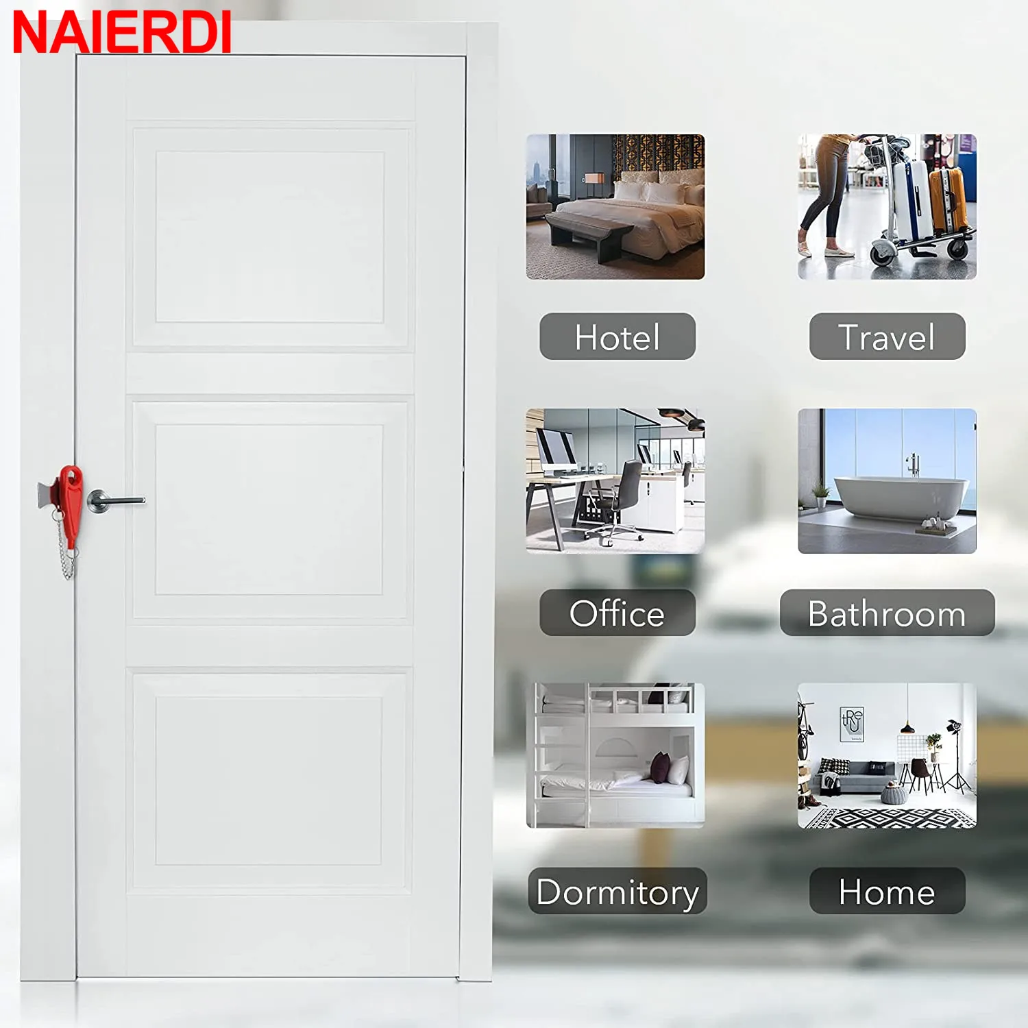 NAIERDI портативная дверная защелка металлический замок противокражный