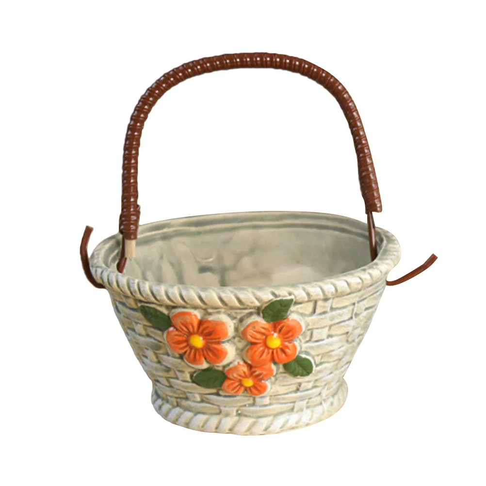 

Flower Pot Ceramics Planter Desktop Handheld Succulent Flowerpot(Random Style)