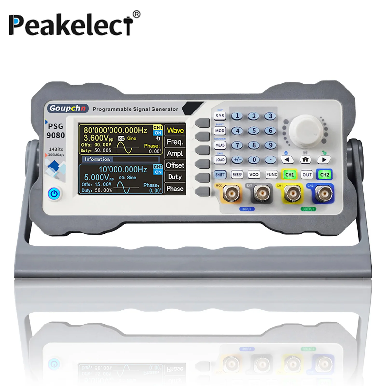 

Peakelect PSG9080 80MHz Digital Control DDS Programmable Signal Generator Dual Channel Aribitrary Waveform Phone Control