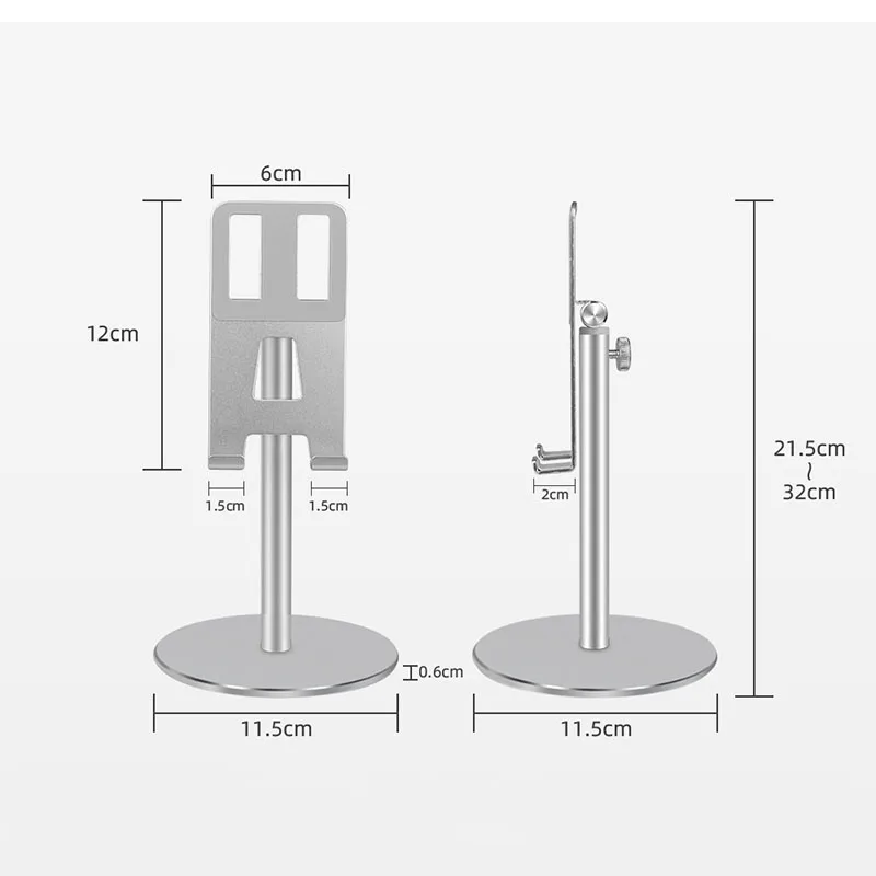 Алюминиевый держатель для планшета и телефона регулируемая высота настольная