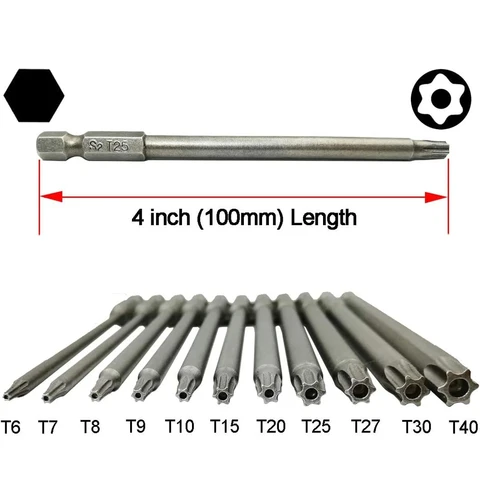 Набор бит Torx  из 11 предметов, высокоуглеродистая сталь, T5-T40