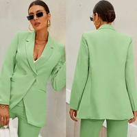 office lady women suits custom made fresh green peaked lapel formal blazer party prom dress daily coat 2 pieces pant suits set