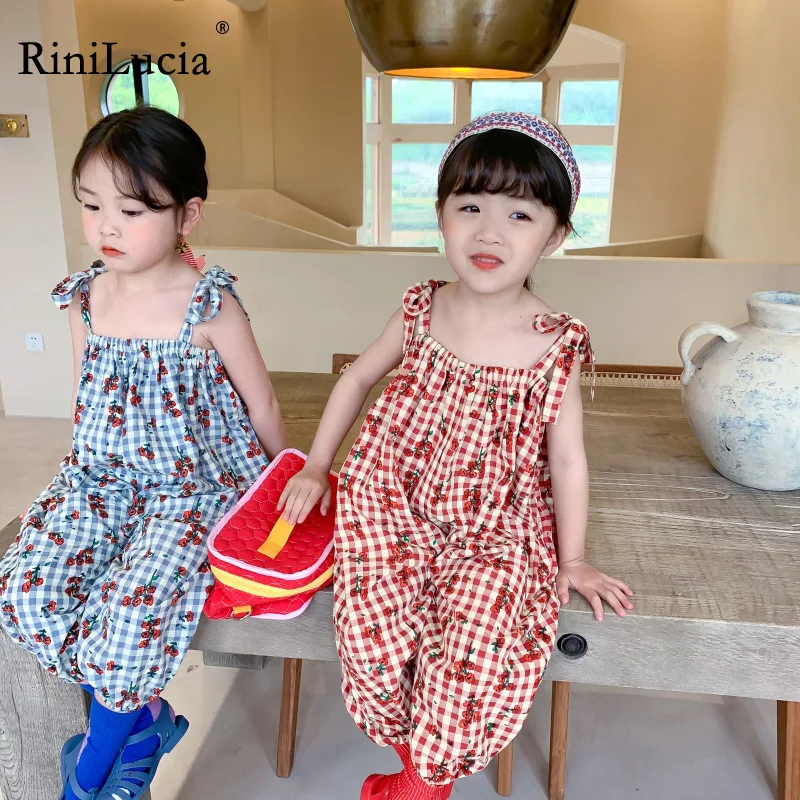 

RiniLucia Baby Girls Romper Cotton Sleeveless Plaid Print Infant Rompers Kids Newborn Girl Clothes Baby Girl Summer Clothes