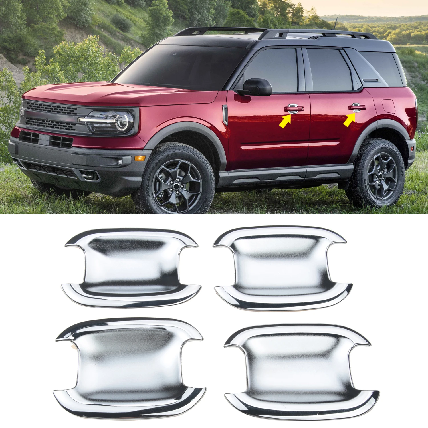 

Car Accessories Fit for Ford Bronco Sport CX430 2021 2022 Door Handle Bowl Moulding Protector Cover Trim 4pcs Exterior Parts