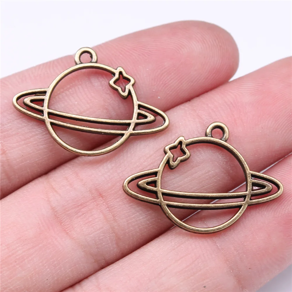 

20pcs/lot Antique Gold/Silver Color Star Galaxy Saturn Planet Charms Pendants Crafts for Jewelry Making DIY Handmade Accessories