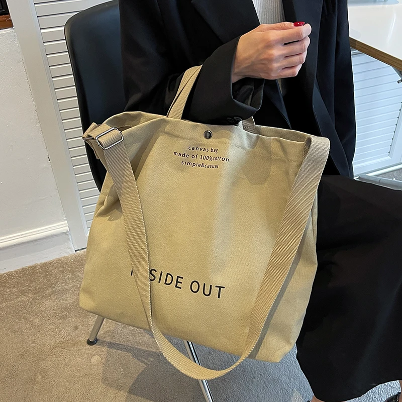 

Soft Large Capacity Canvas Tote Bag Shopper Bag Women Handbag Simple Shoulder Bag Retro Oversized Women's Bag 2022 trend