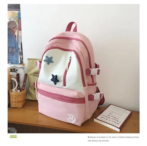 Модный дизайнерский женский рюкзак контрастных цветов в японском стиле, новинка 2024, высококачественный рюкзак для учеников средней и старшей школы