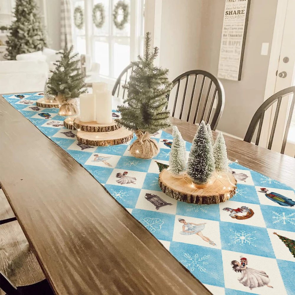 1 шт. синяя клетчатая рождественская скатерть Щелкунчик снежинка Рождественская