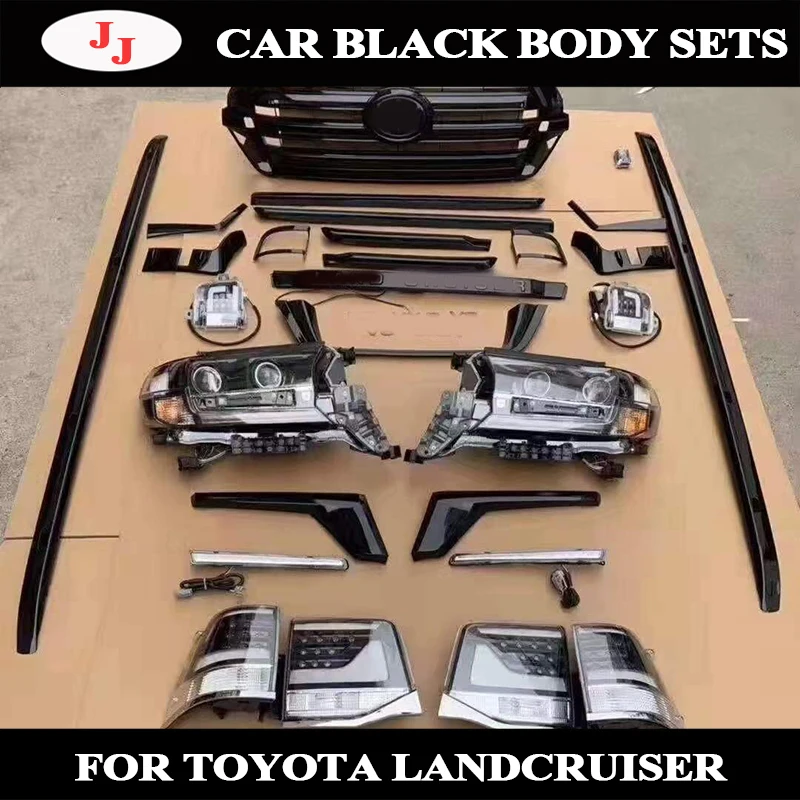 

Полный комплект черного цвета для Toyota Land Cruiser 2016 2017 2018 LC200, светодиодный задний фонарь через лампу