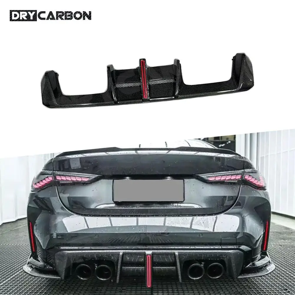 

Dry Carbon Fiber Rear Bumper Diffuser Lip Spoiler With Led Light Bodykits Accessories for BMW G80 G82 G83 M3 M4 2021+ FRP