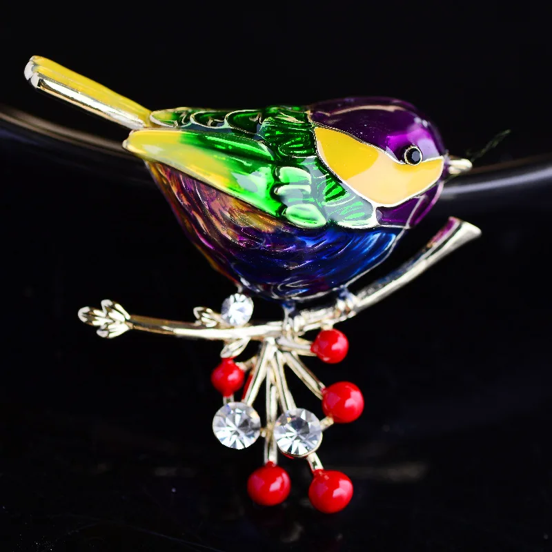 

Chinese Style Bird Brooch Fashion Cute Animal Brooch Temperament Enamel Clothing Cheongsam Hanfu Accessories Corsage Female