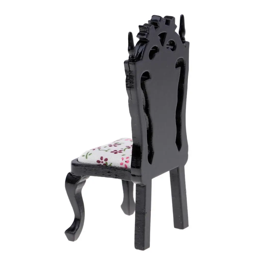 

Mini Realistic Chair For 1:12 Dollhouse Wood Furniture DIY House Craft Black