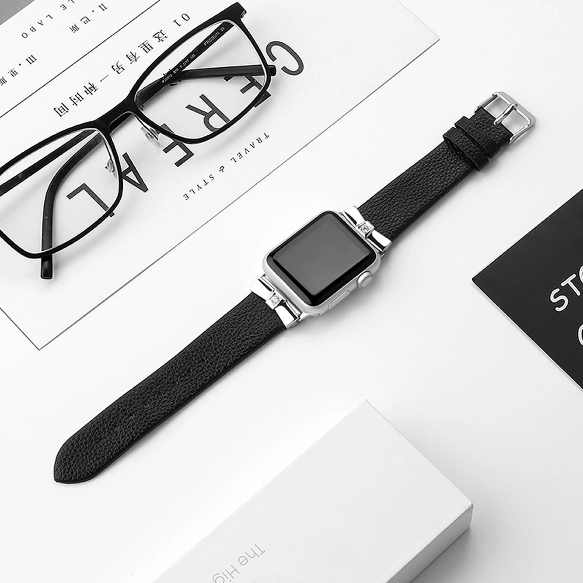 Leather Metal Diamond Strap for Apple watch Ultra 8 7 41mm 45mm 49mm 6 5 4 SE 44mm 40mm Replacement wristband iWatch 3 38mm 42mm